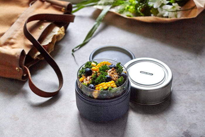 Black+Blum Glazen Lunchbox - Pot - 600ml - Grijs