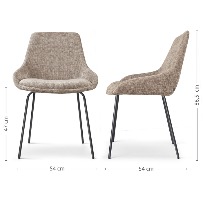 Nolon Nora-Isa Eetkamerstoel Bruin - Stof - Zwart Onderstel