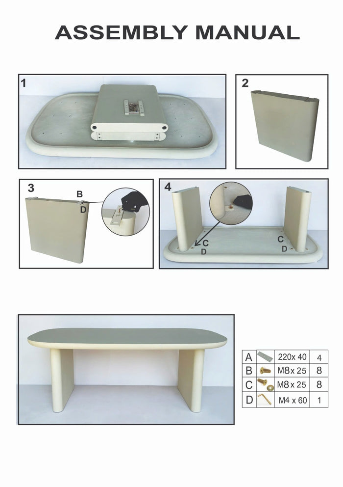Giga Meubel - Eettafel Deens Ovaal 240cm - Beige Betonlook - Maya