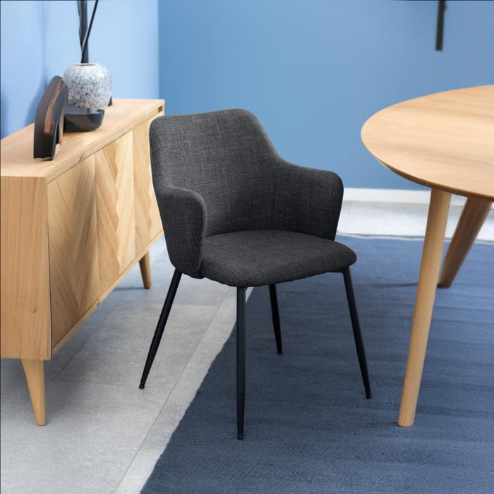 Giga Living - Eetkamerstoel Sebastien Basel Met Armleuning Donkergrijs - Set van 2