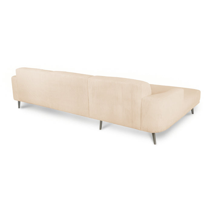 by fonQ Flair Hoekbank met Chaise Longue Links - Rib - Crème