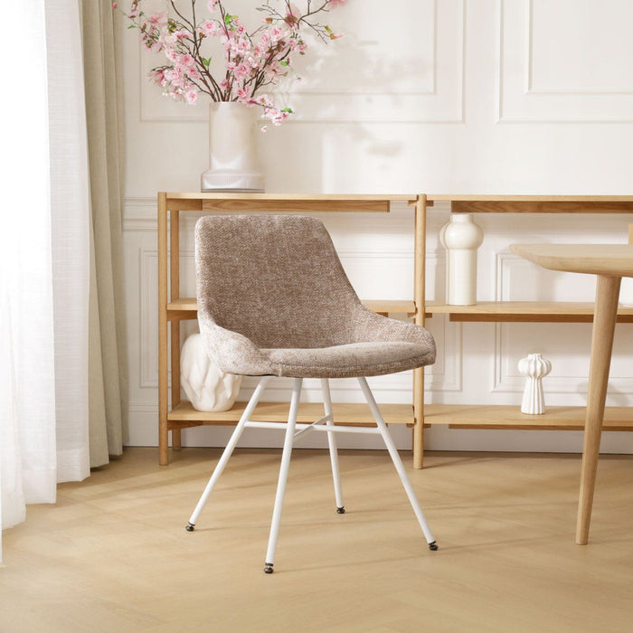 Nolon Noa-Isa Eetkamerstoel Bruin - Stof - Wit Onderstel