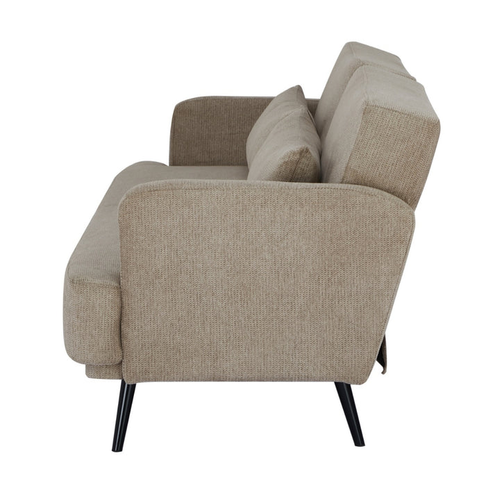 Giga Meubel - Slaapbank Taupe 215cm - Metaal & Stof - Bank Sylke