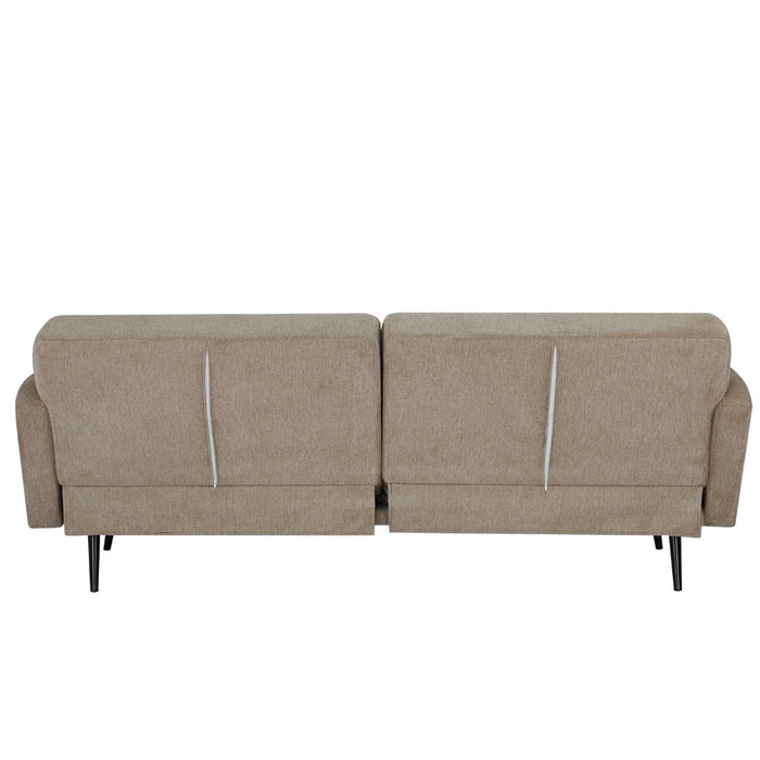 Giga Meubel - Slaapbank Taupe 215cm - Metaal & Stof - Bank Sylke