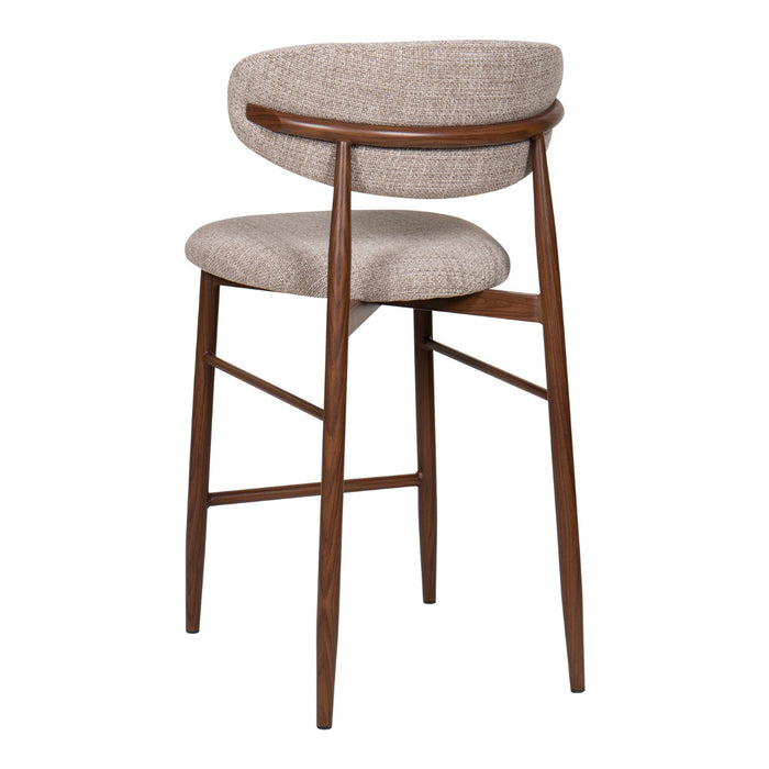 Giga Meubel - Barstoel Taupe - Stof|Metaal - Alexia - Set van 2