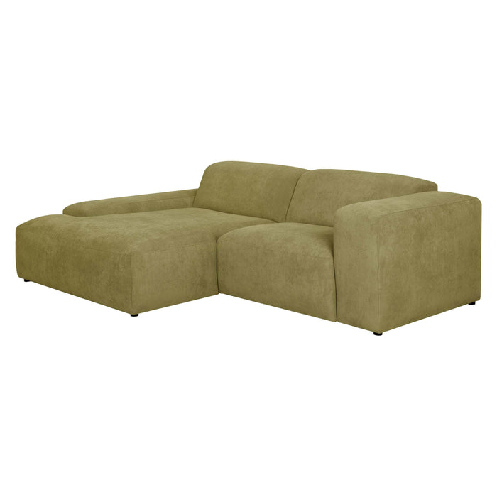 by fonQ Wonder 3-zits Hoekbank met Chaise Longue Links - Rib - Mosgroen