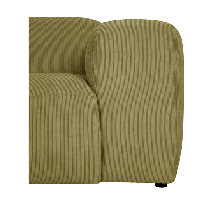 by fonQ Wonder 3-zits Hoekbank met Chaise Longue Links - Rib - Mosgroen