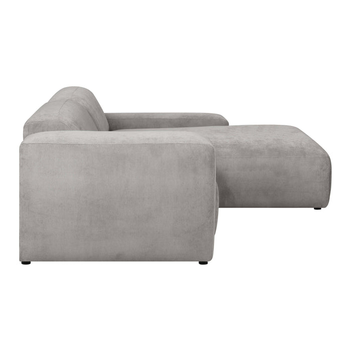 by fonQ Wonder 3-zits Hoekbank met Chaise Longue XL Rechts - Rib - Grijs