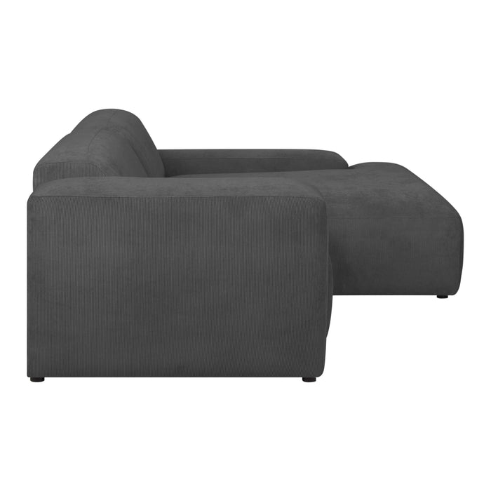 by fonQ Wonder 3-zits Hoekbank met Chaise Longue Rechts - Rib - Antraciet