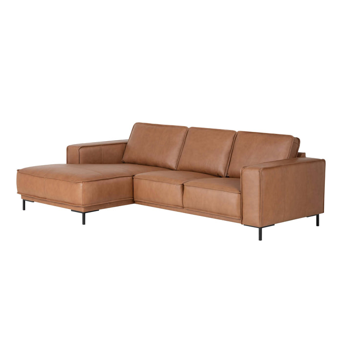 by fonQ Brisk Hoekbank met Chaise Longue Links - Buffelleer - Cognac