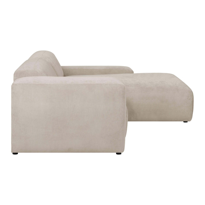by fonQ Wonder 3-zits Hoekbank met Chaise Longue XL Rechts - Rib - Beige