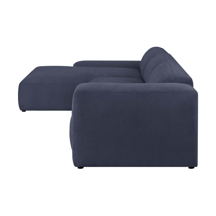 by fonQ Wonder 5-zits Hoekbank met Chaise Longue Links XL - Rib - Navy