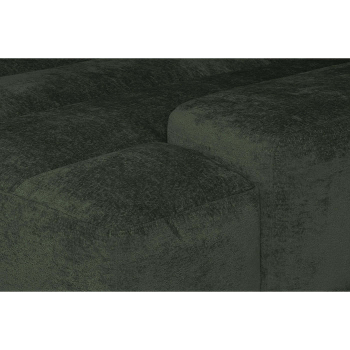 by fonQ Plume 3-zits Hoekbank met Chaise Longue Rechts - Chenille - Donkergroen