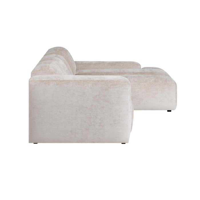 by fonQ Plume 3-zits Hoekbank met Chaise Longue Rechts - Chenille - Beige
