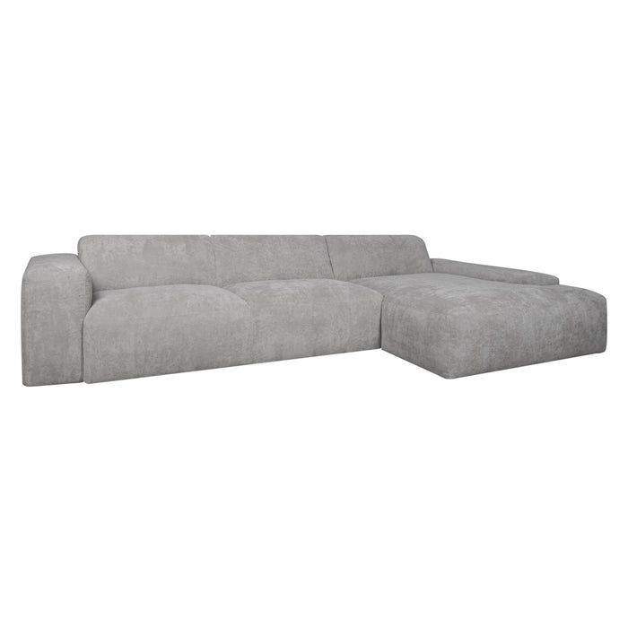 by fonQ Wonder 5-zits Hoekbank met Chaise Longue Rechts - Rib - Grijs