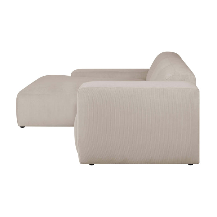 by fonQ Wonder 4-zits Hoekbank met Chaise Longue Links - Rib - Beige