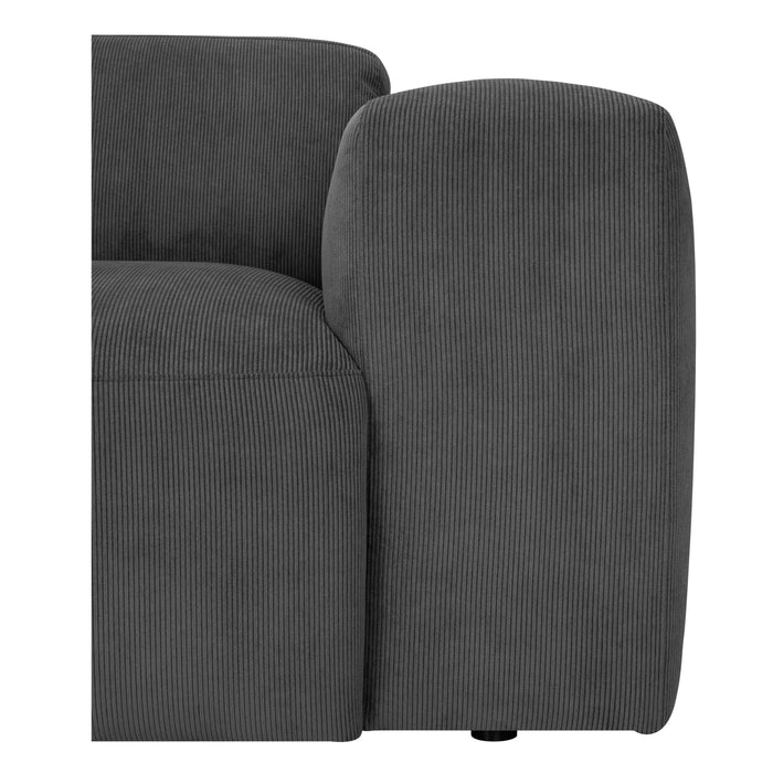 by fonQ Wonder 5-zits Hoekbank Rechts - Open Eind - Rib - Antraciet