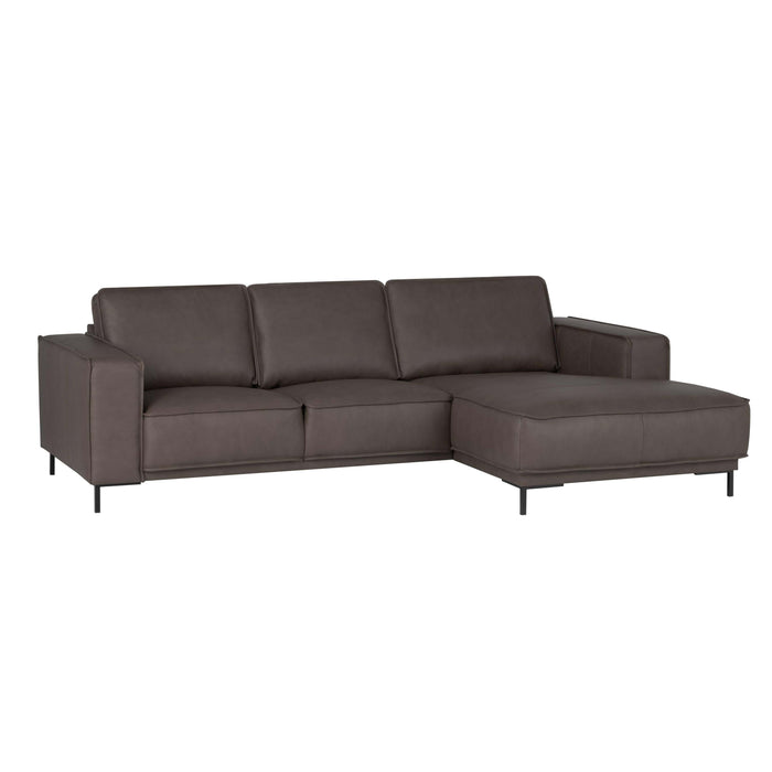by fonQ Brisk Hoekbank met Chaise Longue Rechts - Buffelleer - Donkerbruin