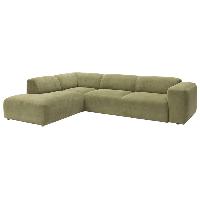 by fonQ Wonder 5-zits Hoekbank Links - Open Eind - Rib - Mosgroen