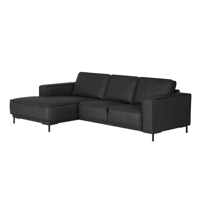 by fonQ Brisk Hoekbank met Chaise Longue Links - Buffelleer - Zwart
