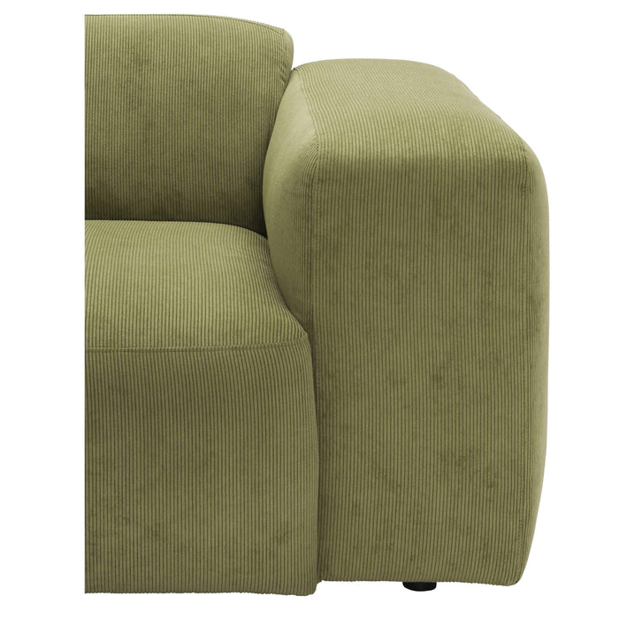 by fonQ Wonder 5-zits Hoekbank Links - Open Eind - Rib - Mosgroen