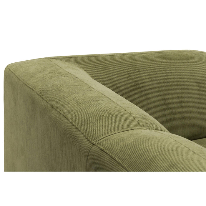 by fonQ Wonder 5-zits Hoekbank Links - Open Eind - Rib - Mosgroen