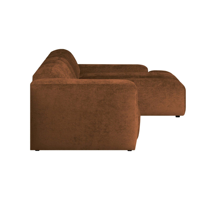 by fonQ Plume 3-zits Hoekbank met Chaise Longue Rechts - Chenille - Terra