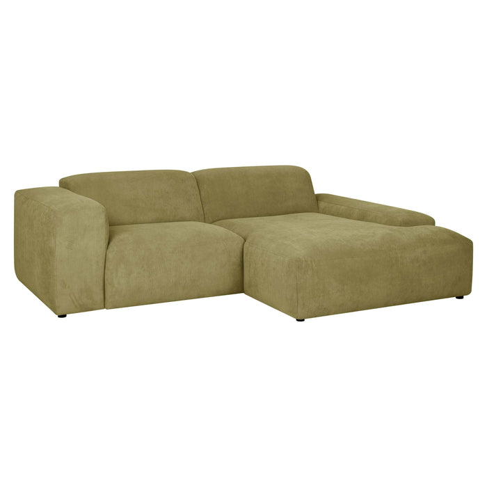 by fonQ Wonder 3-zits Hoekbank met Chaise Longue Rechts - Rib - Mosgroen