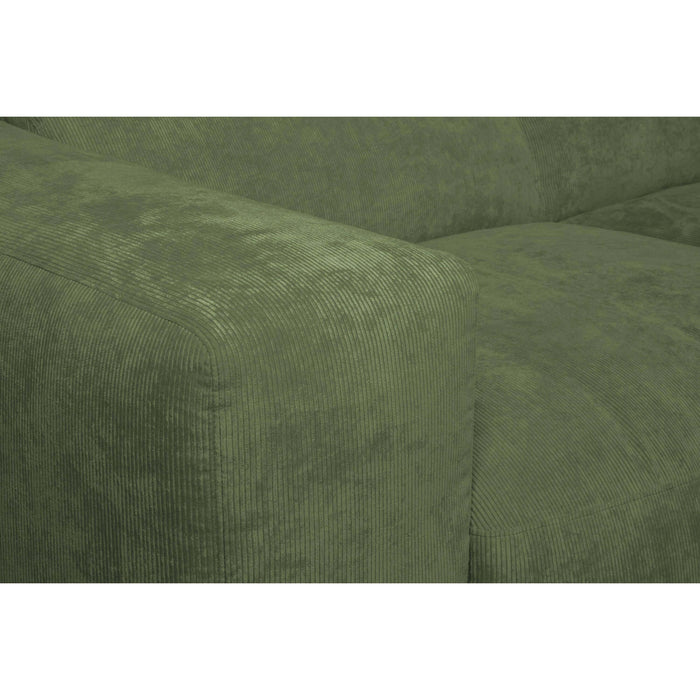by fonQ Wonder 3-zits Hoekbank met Chaise Longue XL Rechts - Rib - Mosgroen