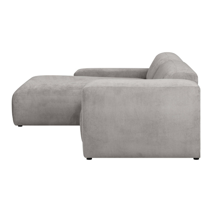 by fonQ Wonder 3-zits Hoekbank met Chaise Longue XL Links - Rib - Grijs