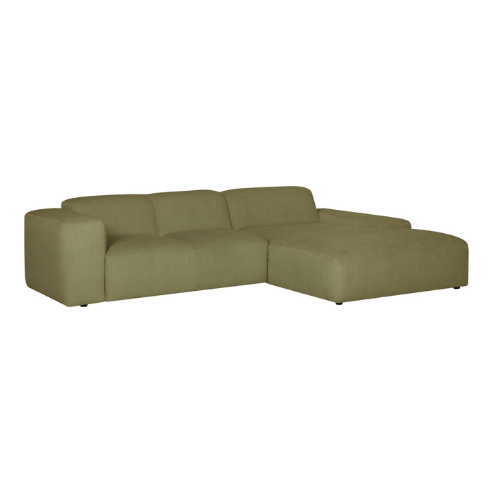 by fonQ Wonder 4-zits Hoekbank met Chaise Longue Rechts XL - Rib - Mosgroen