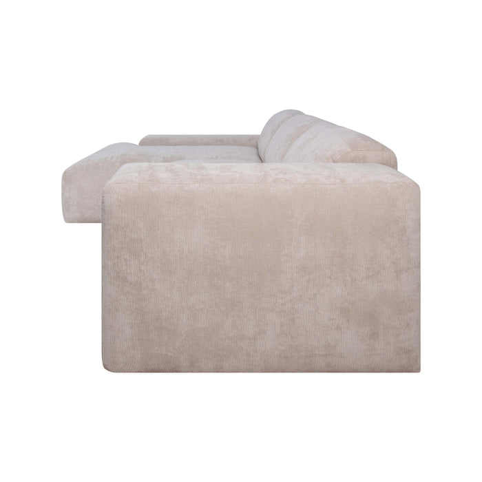 by fonQ Wonder 5-zits Hoekbank met Chaise Longue Links - Rib - Beige