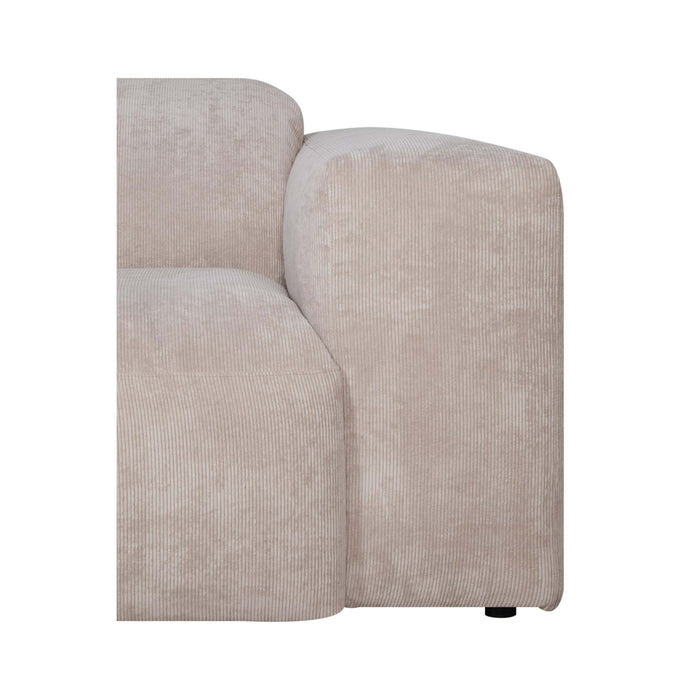 by fonQ Wonder 5-zits Hoekbank met Chaise Longue Links - Rib - Beige