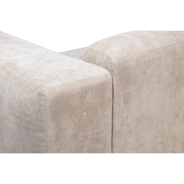 by fonQ Wonder 5-zits Hoekbank met Chaise Longue Links - Rib - Beige