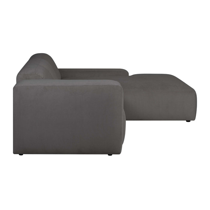 by fonQ Wonder 4-zits Hoekbank met Chaise Longue Rechts XL - Rib - Antraciet