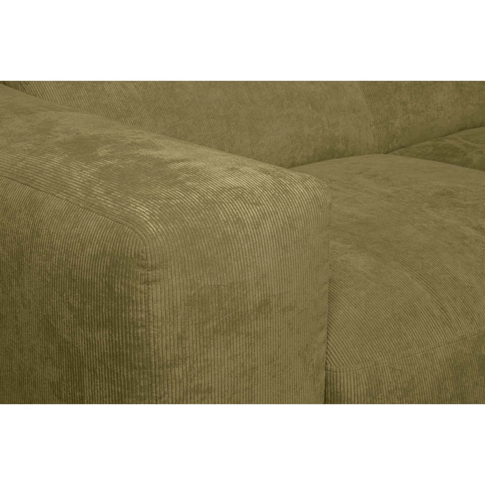 by fonQ Wonder 5-zits Hoekbank met Chaise Longue Rechts - Rib - Mosgroen