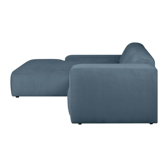 by fonQ Wonder 4-zits Hoekbank met Chaise Longue Links XL - Rib - Navy