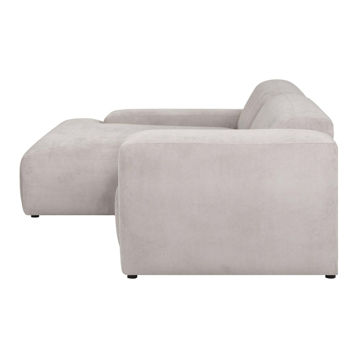 by fonQ Wonder 3-zits Hoekbank met Chaise Longue Links - Rib - Beige