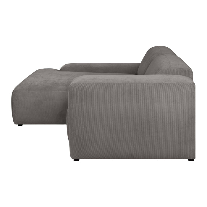 by fonQ Wonder 3-zits Hoekbank met Chaise Longue Links - Rib - Grijs