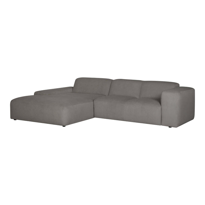 by fonQ Wonder 4-zits Hoekbank met Chaise Longue Links XL - Rib - Grijs