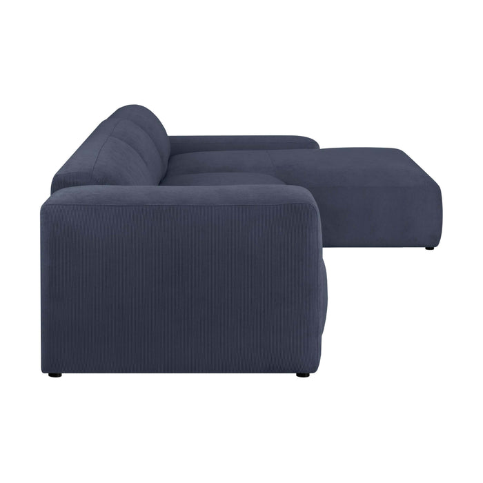 by fonQ Wonder 5-zits Hoekbank met Chaise Longue Rechts XL - Rib - Navy