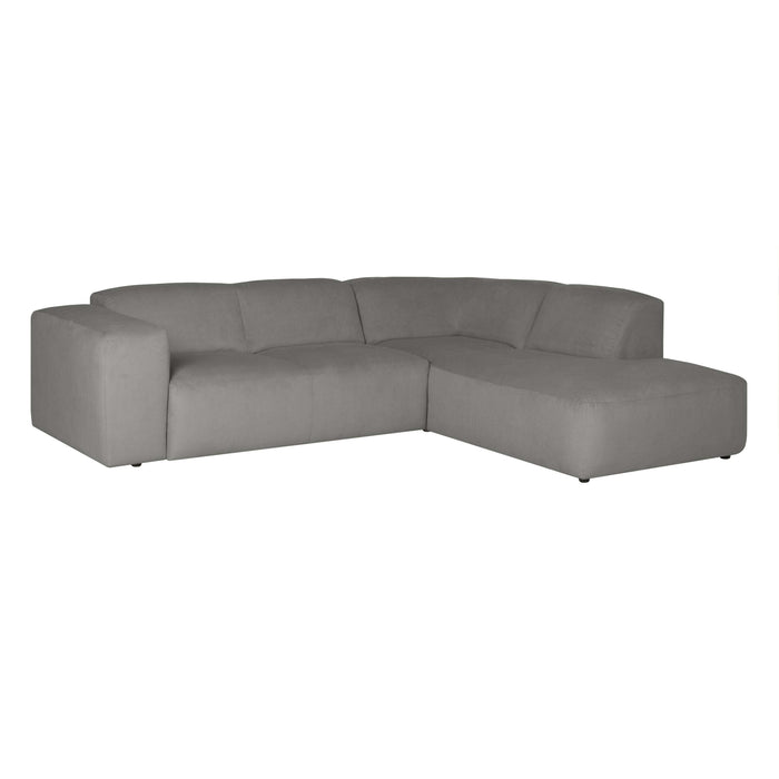by fonQ Wonder 4-zits Hoekbank Rechts - Open Eind - Rib - Grijs