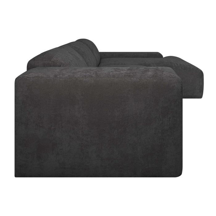 by fonQ Wonder 5-zits Hoekbank met Chaise Longue Rechts - Rib - Antraciet