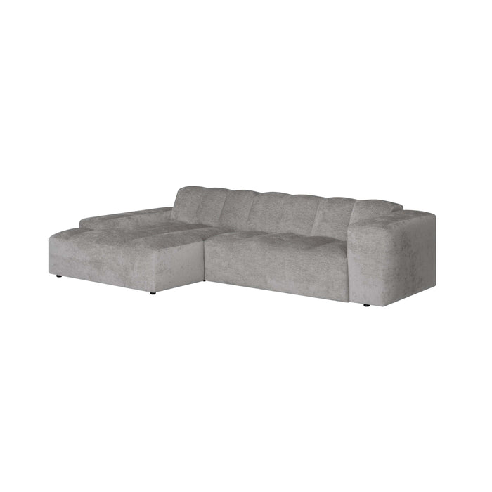 by fonQ Plume 3-zits Hoekbank met Chaise Longue Links - Chenille - Grijs