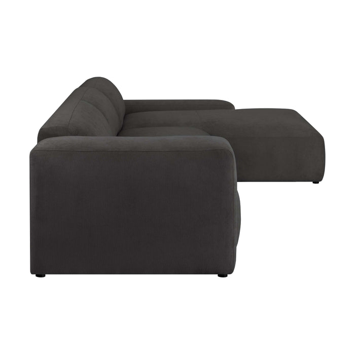 by fonQ Wonder 5-zits Hoekbank met Chaise Longue Rechts XL - Rib - Antraciet