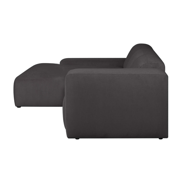 by fonQ Wonder 4-zits Hoekbank met Chaise Longue Links - Rib - Antraciet