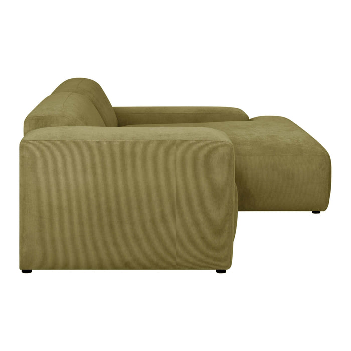 by fonQ Wonder 3-zits Hoekbank met Chaise Longue Rechts - Rib - Mosgroen
