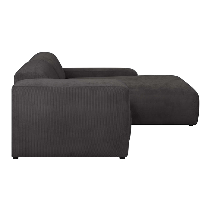 by fonQ Wonder 3-zits Hoekbank met Chaise Longue XL Rechts - Rib - Antraciet