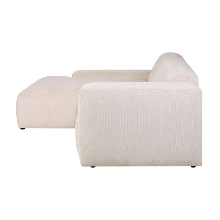 by fonQ Wonder 4-zits Hoekbank met Chaise Longue Links - Rib - Crème