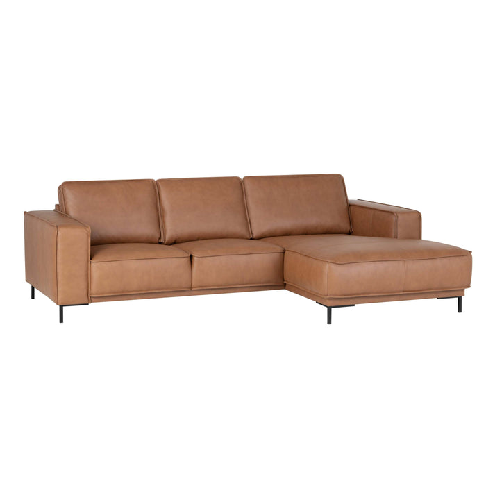 by fonQ Brisk Hoekbank met Chaise Longue Rechts - Buffelleer - Cognac